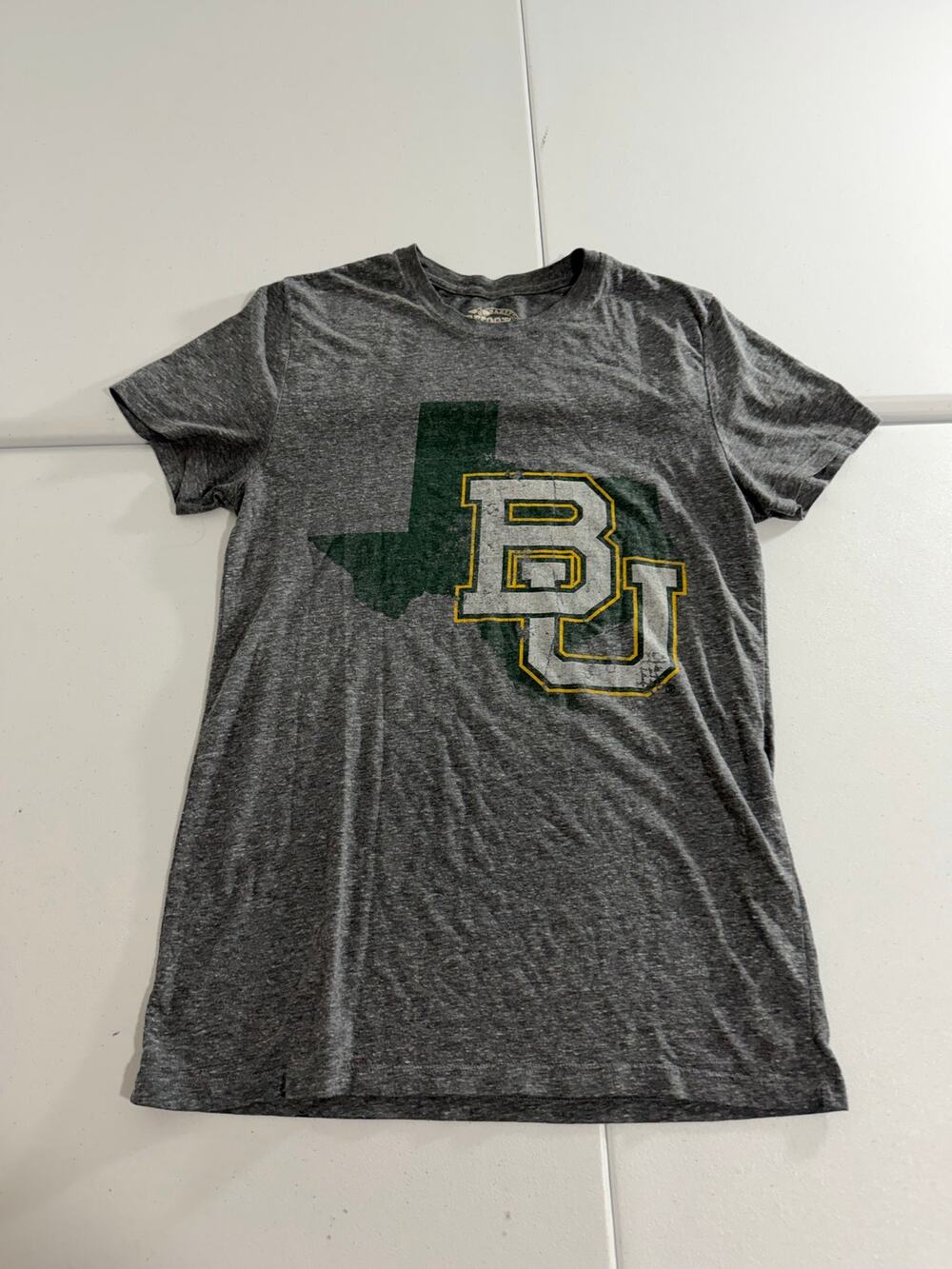 Baylor Bears BU Texas T-Shirt Small Gray Tri-Blend Barefoot Campus Tee